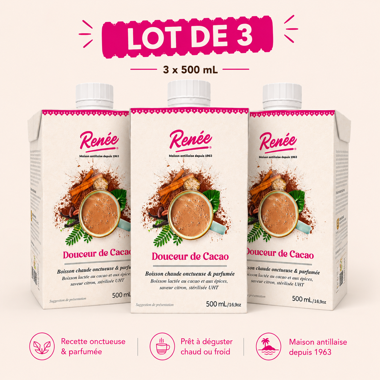 Pack Nomade – 3 x 50cL Douceur de Cacao Renée