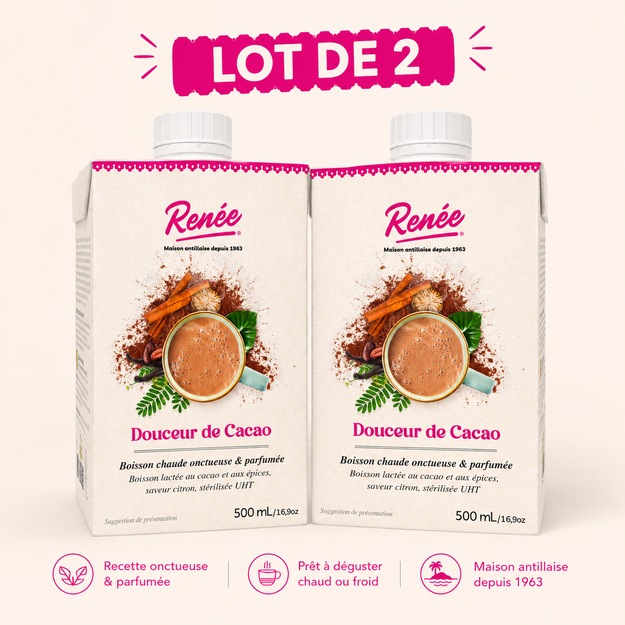 Pack Découverte – 2 × 50cL Douceur de Cacao Renée